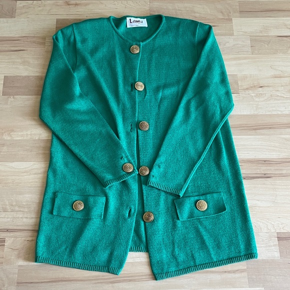 Vintage Kelly Green Knit Skirt Set - Picture 2 of 6